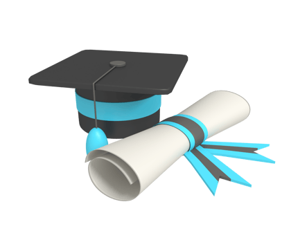 Certificate paper and graduation hat png