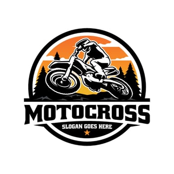 Biker riding adventure motorbike illustration logo vector