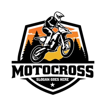 Biker riding adventure motorbike illustration logo vector