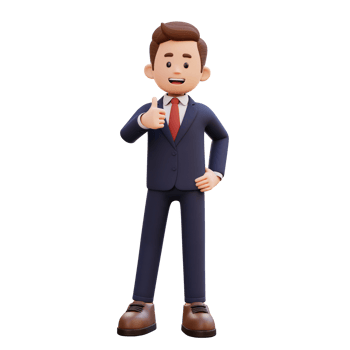 3d male character give a thumb up png