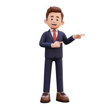 3d male character pointing left png