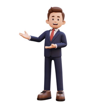 3d male character presenting to the right png