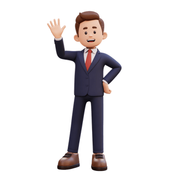 3d male character waving png