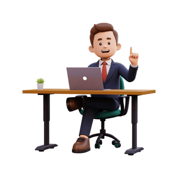 3d male character got an idea while working on a laptop png