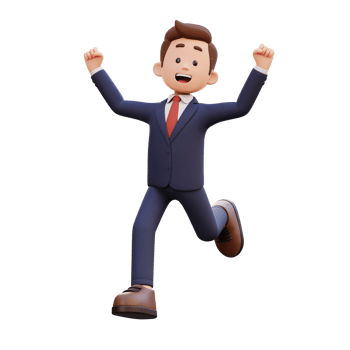 3d male character happy running png