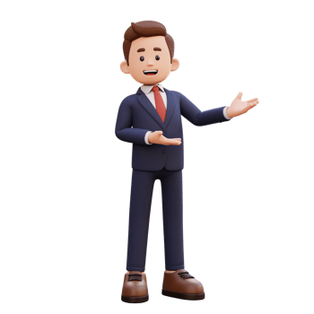 3d male character presenting to the left png