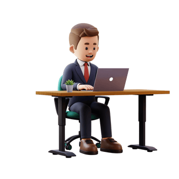 3d male character working on a laptop png