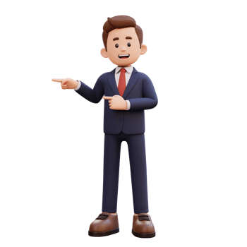 3d male character pointing right png