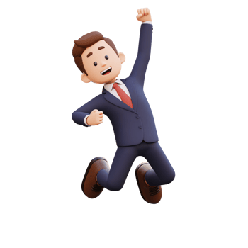 3d male character happy jumping png