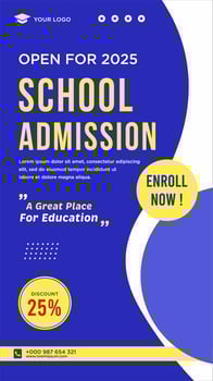 School admission social media post or banner template vector