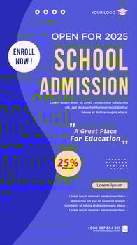 School admission social media post or banner template vector