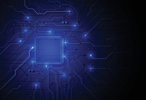 Abstract background with technology circuit board texture. Artificial intelligence electronic board. Communication and engineering concept. Vector illustration