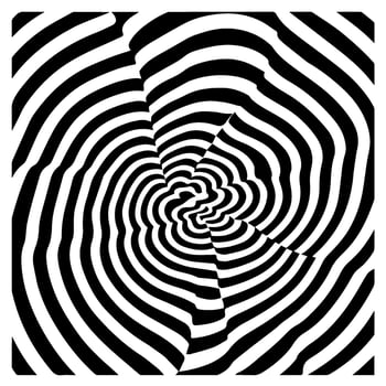 optical illusion, black and white spiral, abstract vector icon