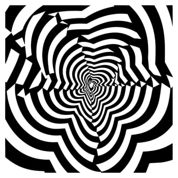 optical illusion, black and white spiral, abstract vector icon