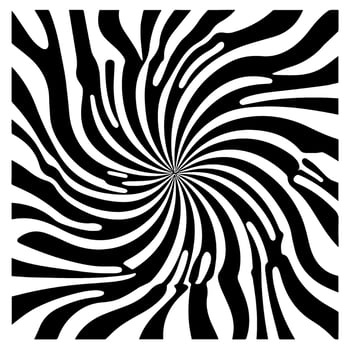 optical illusion, black and white spiral, abstract vector icon