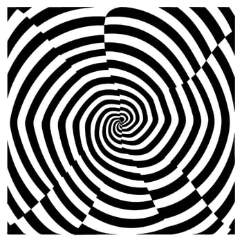 optical illusion, black and white spiral, abstract vector icon
