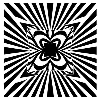 optical illusion, black and white spiral, abstract vector icon