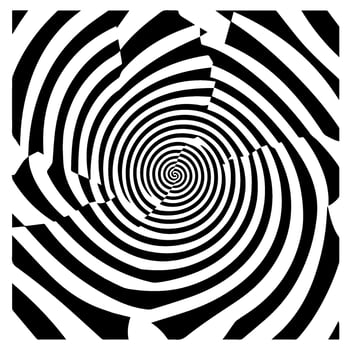 optical illusion, black and white spiral, abstract vector icon