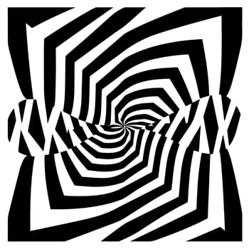 optical illusion, black and white spiral, abstract vector icon
