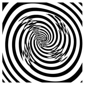 optical illusion, black and white spiral, abstract vector icon
