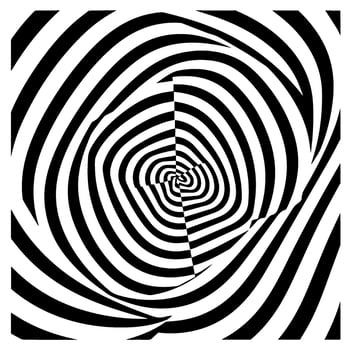 optical illusion, black and white spiral, abstract vector icon