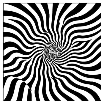 optical illusion, black and white spiral, abstract vector icon