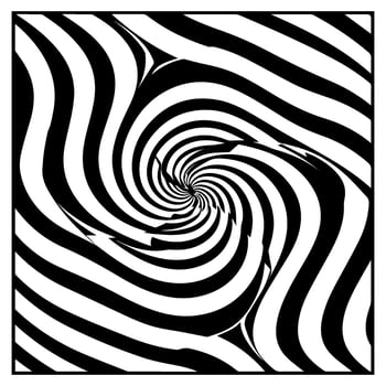 optical illusion, black and white spiral, abstract vector icon