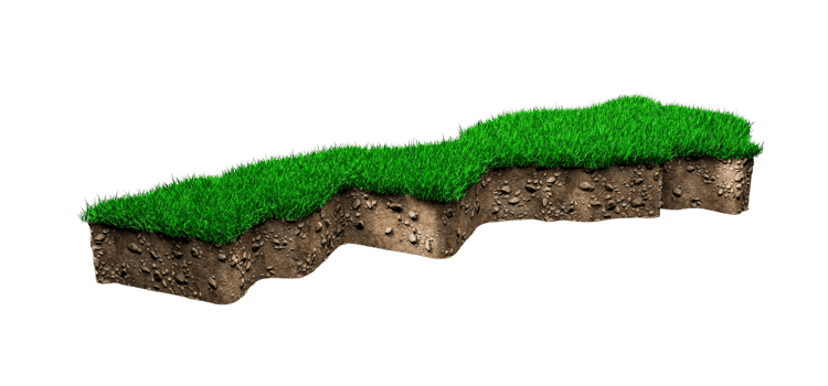 Morocco map soil land geology cross section with green grass and Rock ground texture 3d illustration png