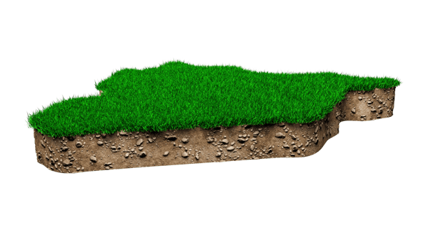 Syria map soil land geology cross section with green grass and Rock ground texture 3d illustration png