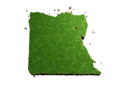 Egypt Map soil land geology cross section with green grass and Rock ground texture 3d illustration png