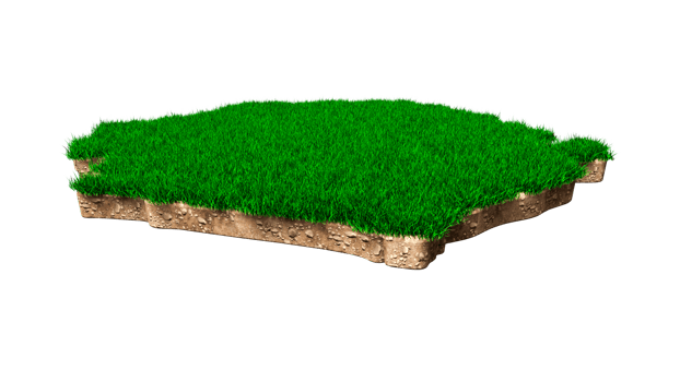 Sierra Leone map soil land geology cross section with green grass and Rock ground texture 3d illustration png