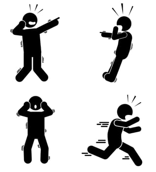 Illustration and icon of a scared stick figure. Illustration and icon of a frightened stick figure. vector