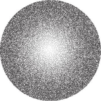 Grainy circle with noise dotted texture. Gradient ball with shadow. Abstract planet sphere with halftone stipple effect. png
