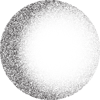 Grainy circle with noise dotted texture. Gradient ball with shadow. Abstract planet sphere with halftone stipple effect. png