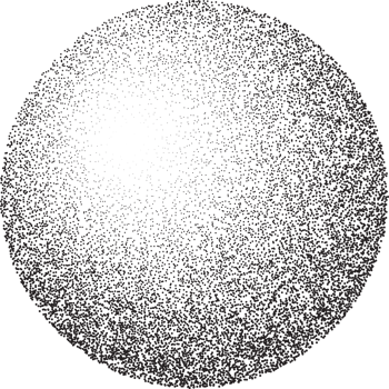 Grainy circle with noise dotted texture. Gradient ball with shadow. Abstract planet sphere with halftone stipple effect. png