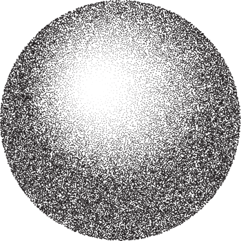 Grainy circle with noise dotted texture. Gradient ball with shadow. Abstract planet sphere with halftone stipple effect. png