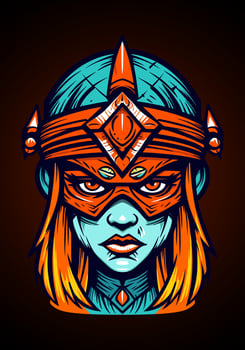 Viking warrior girl illustration vector