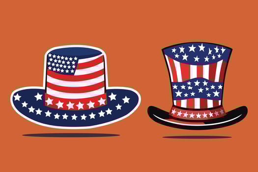 A beautiful fourth American hat, 4th of July USA flag clip art Vector illustration
