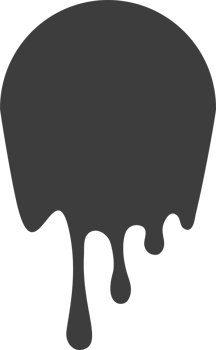 Melted drips round shape. Drop flow of black liquid. Sauce chocolate ink splashes png