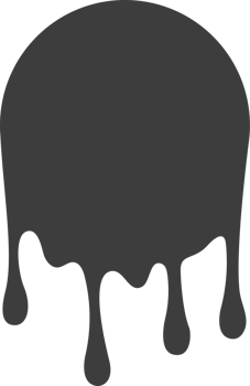 Melted drips round shape. Drop flow of black liquid. Sauce chocolate ink splashes png