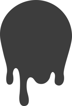 Melted drips round shape. Drop flow of black liquid. Sauce chocolate ink splashes png