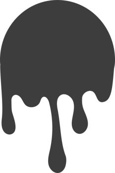 Melted drips round shape. Drop flow of black liquid. Sauce chocolate ink splashes png