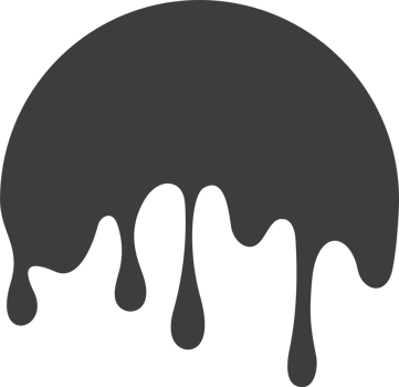 Melted drips round shape. Drop flow of black liquid. Sauce chocolate ink splashes png