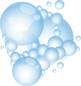 Cartoon soap foam with bubbles. Light blue suds of bath, shampoo, shaving, mousse. png