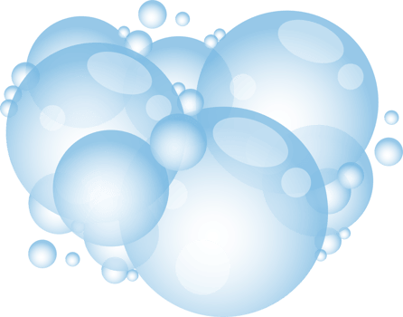 Cartoon soap foam with bubbles. Light blue suds of bath, shampoo, shaving, mousse. png