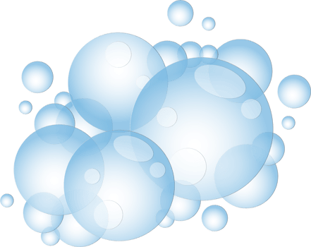 Cartoon soap foam with bubbles. Light blue suds of bath, shampoo, shaving, mousse. png
