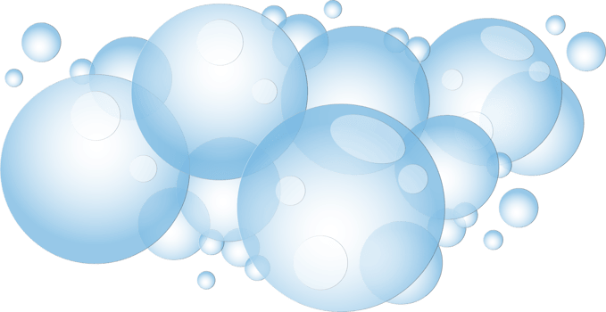 Cartoon soap foam with bubbles. Light blue suds of bath, shampoo, shaving, mousse. png