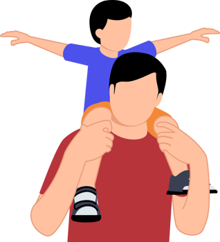 father carrying his son on his soulders or happy fathers day png