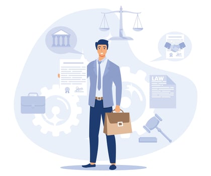 Corporate Lawyer, Advocate, Consultant Holding Signed Business Agreement, Contract. Successful Negotiations. flat vector modern illustration