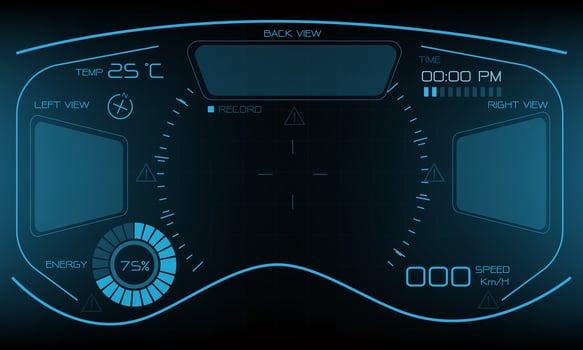HUD sci-fi interface screen view design virtual reality futuristic technology display vector